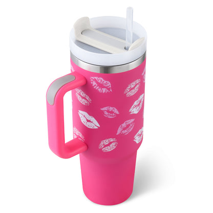 Premium 40oz Insulated Tumbler with Handle & Straw | Stainless Steel Travel Mug