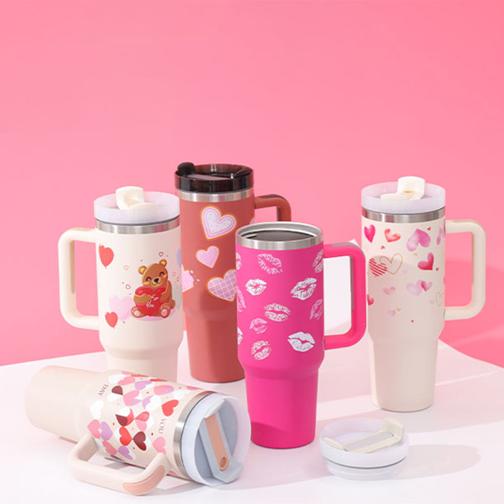 Premium 40oz Insulated Tumbler with Handle & Straw | Stainless Steel Travel Mug