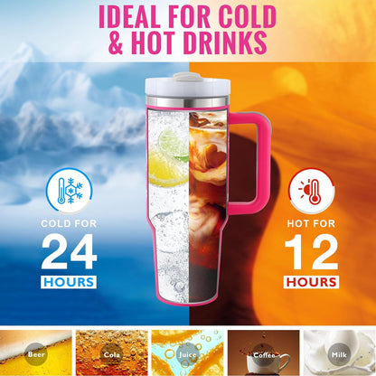Premium 40oz Insulated Tumbler with Handle & Straw | Stainless Steel Travel Mug